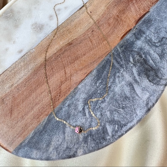 Solid 18K Yellow Gold Ladybug Beautiful Necklace 16" - Picture 6 of 14